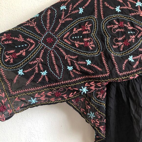 Free people frida black embroidered float dress fully lined mini size xs - Picture 4 of 7